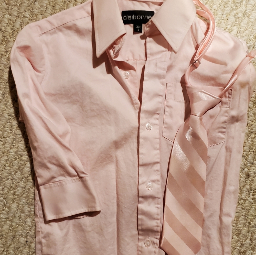 Boys Pale Pink Dress Shirt & Tue